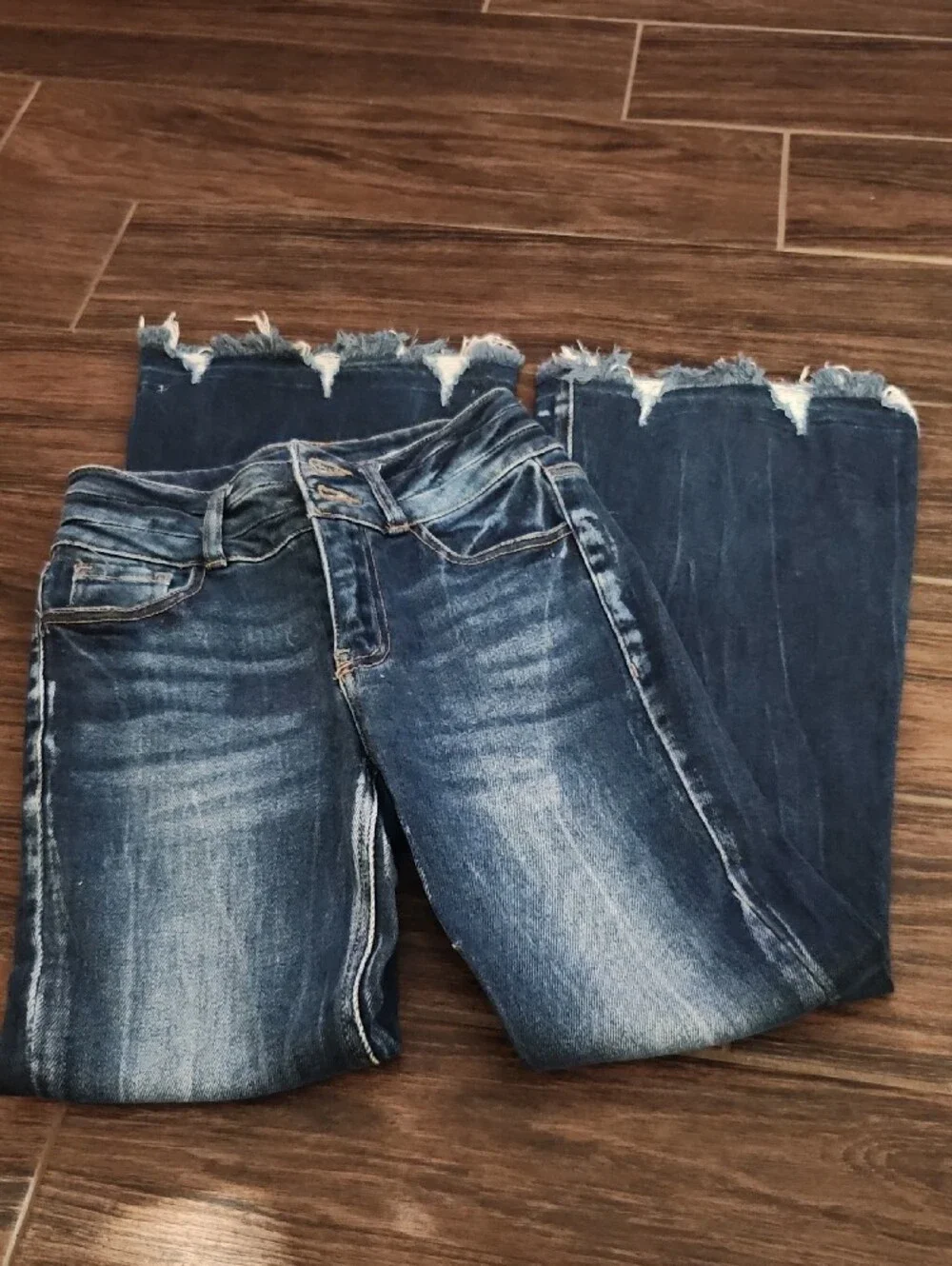 KanCan Dark Blue Distressed Flare Jeans